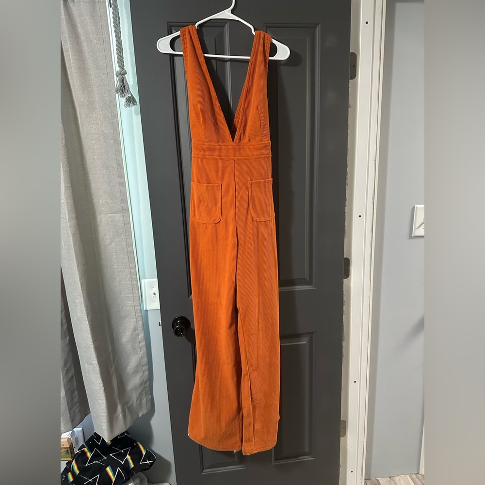 Orange Corduroy Jumpsuit